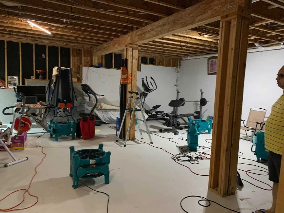Basement drying equipment setup for Contents Cleaning & Restoration in Payson