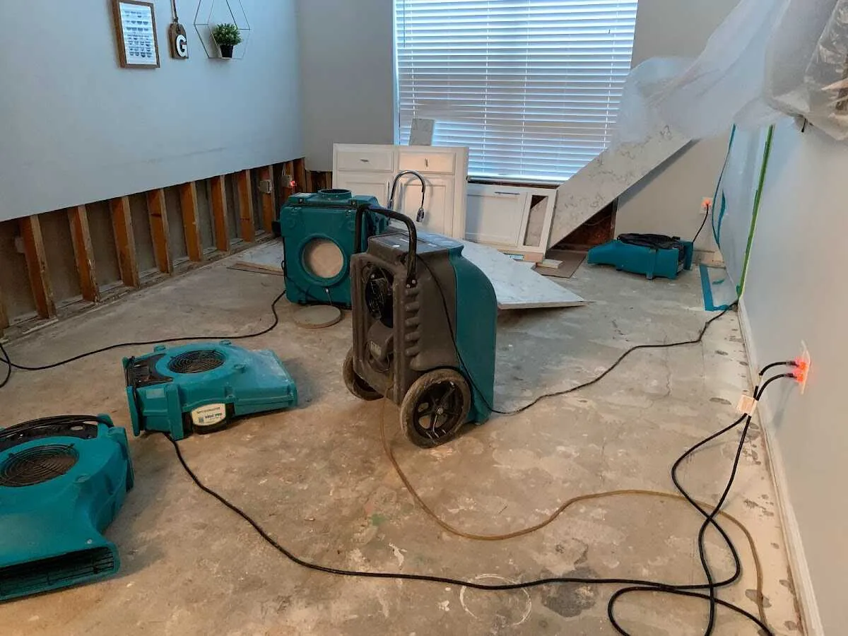 Dehumidifier in flood-cut room for Water Damage Restoration in Payson